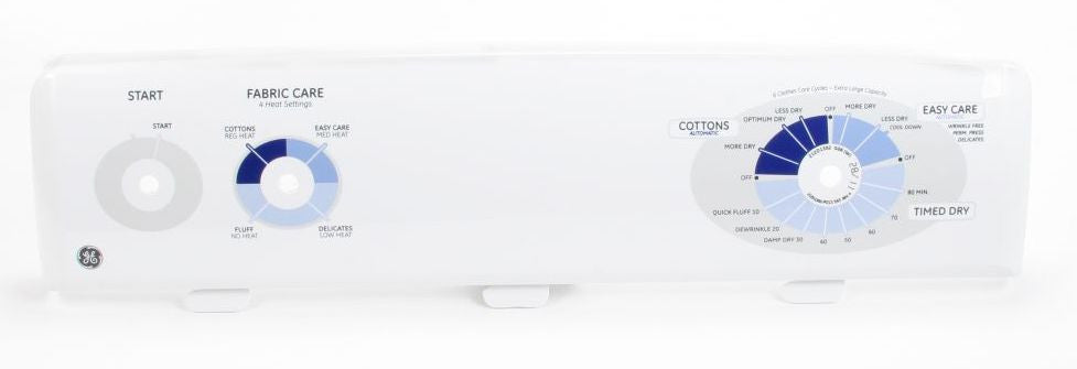 WE19M1490 GE White Dryer Back Splash Timer Panel