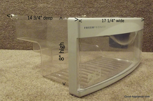 WR32X10190 crisper drawer pan measurements